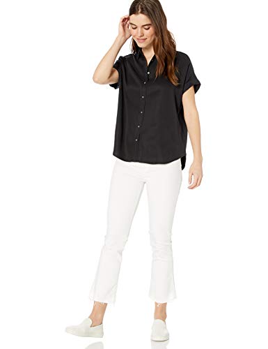 Marca Amazon - Daily Ritual: camiseta suelta de tencel con manga corta para mujer., Negro, US M (EU M - L)