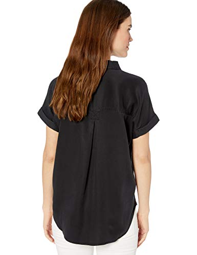 Marca Amazon - Daily Ritual: camiseta suelta de tencel con manga corta para mujer., Negro, US M (EU M - L)