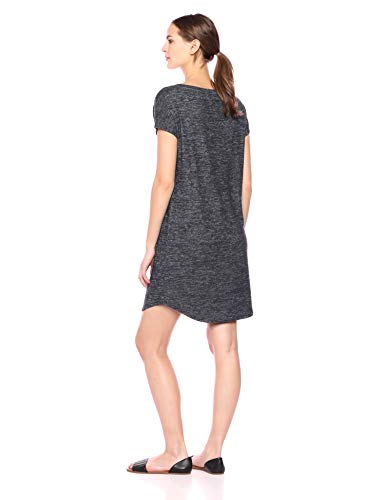 Marca Amazon - Daily Ritual - Vestido cómodo de punto con escote barco para mujer, Negro (Black Marl), US S (EU S - M)