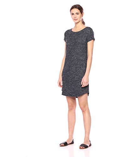 Marca Amazon - Daily Ritual - Vestido cómodo de punto con escote barco para mujer, Negro (Black Marl), US S (EU S - M)