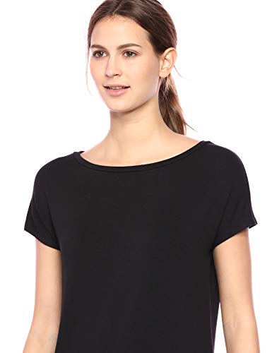 Marca Amazon – Daily Ritual: vestido de algodón terry súper suave con cuello de barco y manga dolman para mujer, Negro, US XS (EU XS - S)