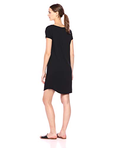 Marca Amazon – Daily Ritual: vestido de algodón terry súper suave con cuello de barco y manga dolman para mujer, Negro, US XS (EU XS - S)