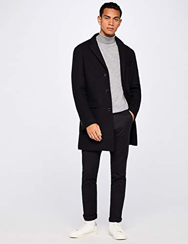 Marca Amazon - find. Abrigo Hombre, Negro (Black), L, Label: L