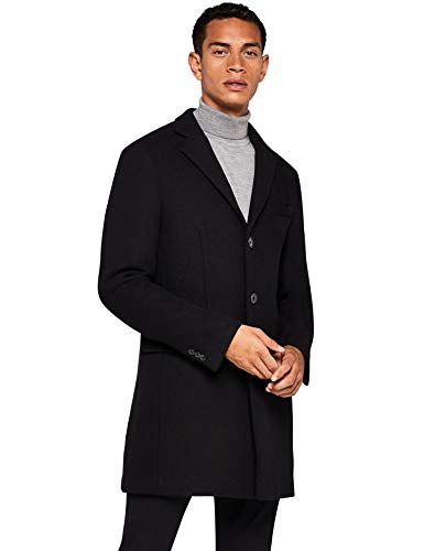 Marca Amazon - find. Abrigo Hombre, Negro (Black), L, Label: L