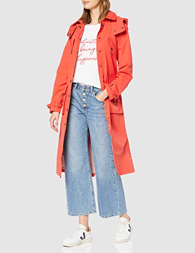 Marca Amazon - find. Abrigo Largo con Cinturón Mujer, Rojo (Red), 38, Label: S
