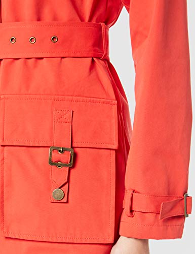 Marca Amazon - find. Abrigo Largo con Cinturón Mujer, Rojo (Red), 38, Label: S
