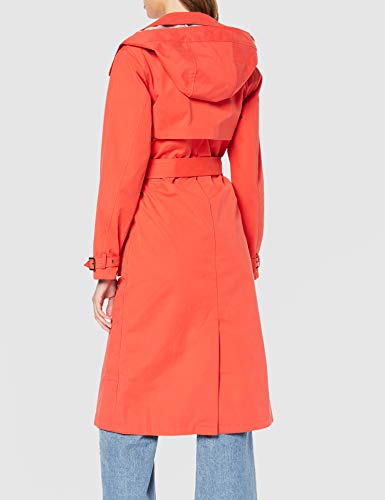 Marca Amazon - find. Abrigo Largo con Cinturón Mujer, Rojo (Red), 38, Label: S