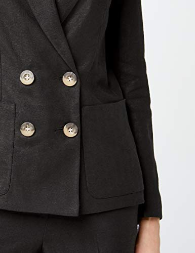 Marca Amazon - find. Americana de Lino Mujer, Negro (Black), 42, Label: L