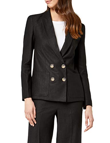Marca Amazon - find. Americana de Lino Mujer, Negro (Black), 42, Label: L