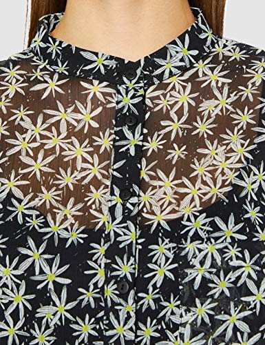 Marca Amazon - find. Blusa de Gasa de Manga Larga con Volantes Mujer, Negro (Black), 44, Label: XL