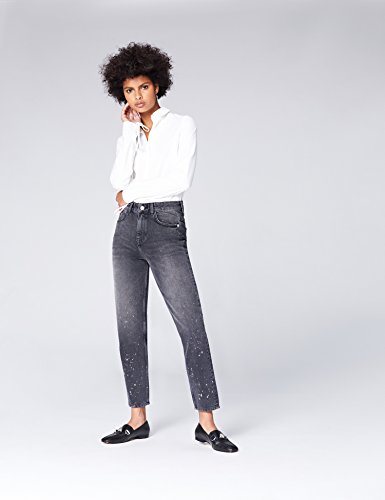 Marca Amazon - find. Camisa Básica con Puño Fruncido de Cordones para Mujer, Blanco (White), 40, Label: M