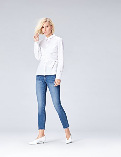 Marca Amazon - find. Camisa con Cuerpo Cruzado para Mujer, Blanco (Weiß), 38, Label: S