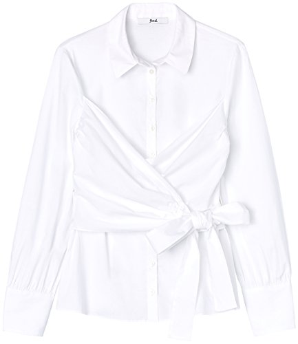 Marca Amazon - find. Camisa con Cuerpo Cruzado para Mujer, Blanco (Weiß), 38, Label: S