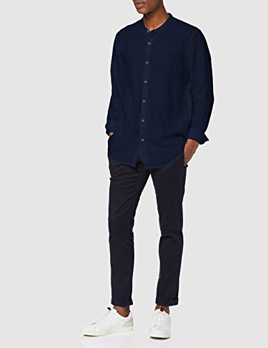 Marca Amazon - find. Camisa de Lino de Manga Larga Hombre, Blue (Navy  ), XXL, Label: XXL