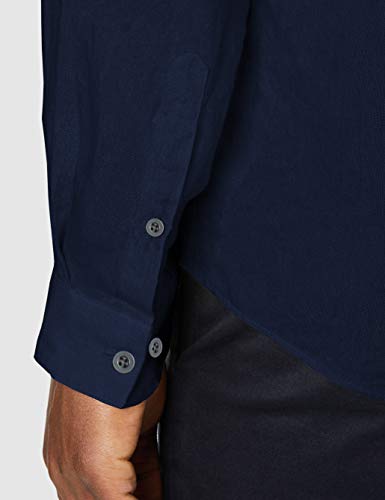Marca Amazon - find. Camisa de Lino de Manga Larga Hombre, Blue (Navy  ), XXL, Label: XXL