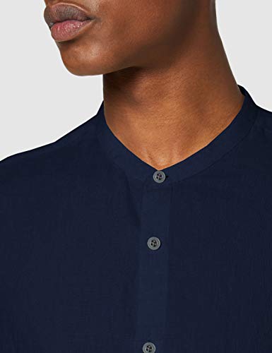 Marca Amazon - find. Camisa de Lino de Manga Larga Hombre, Blue (Navy  ), XXL, Label: XXL