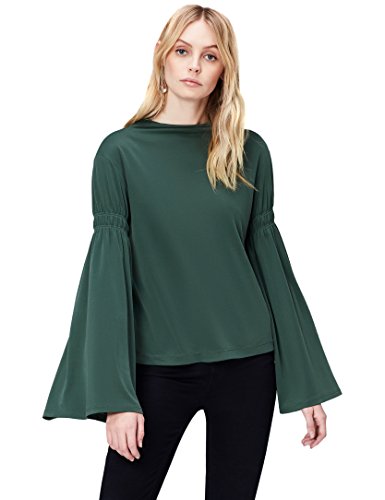 Marca Amazon - find. Camisa Manga Acampanada para Mujer, Verde (Green), 42, Label: L
