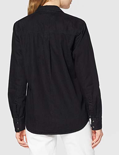 Marca Amazon - find. Camisa Manga Larga Vaquera Mujer, Negro (True Black), 38, Label: S