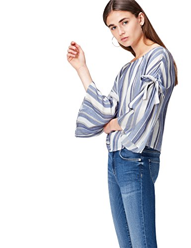 Marca Amazon - find. Camisa Mujer, Azul (Blue Stripe), 36, Label: XS