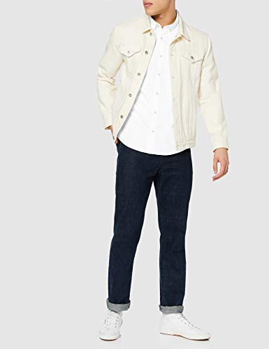 Marca Amazon - find. Camisa Oxford de Manga Corta Hombre, Blanco (Blanco), M, Label: M