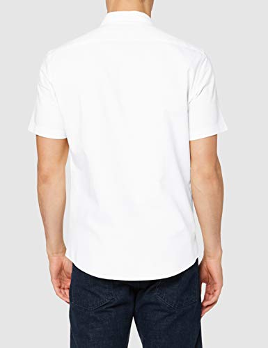 Marca Amazon - find. Camisa Oxford de Manga Corta Hombre, Blanco (Blanco), M, Label: M