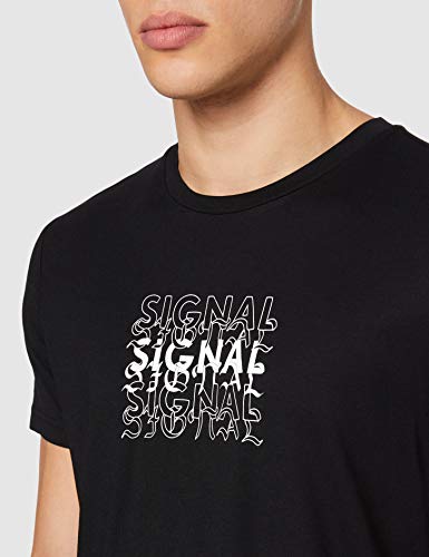 Marca Amazon - find. Camiseta con Estampado Tipográfico para Hombre, Negro, M, Label: M