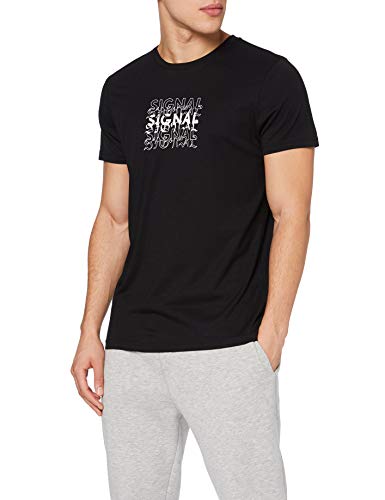 Marca Amazon - find. Camiseta con Estampado Tipográfico para Hombre, Negro, M, Label: M