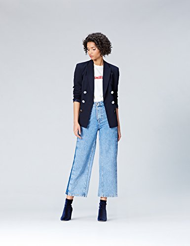 Marca Amazon - find. Camiseta con Mensaje con Cuello Redondo Mujer, Blanco (White), 38, Label: S