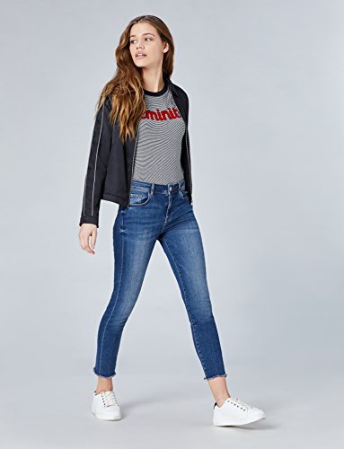 Marca Amazon - find. Cazadora Corta de Satín Mujer, Negro (Black), 48, Label: 3XL