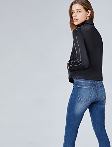 Marca Amazon - find. Cazadora Corta de Satín Mujer, Negro (Black), 48, Label: 3XL