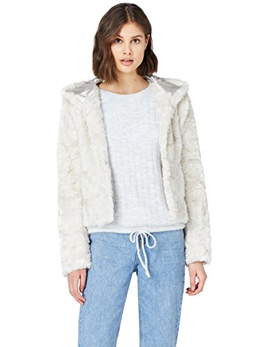 Marca Amazon - find. Chaqueta de Pelo Sintético para Mujer, Blanco (White), 36, Label: XS