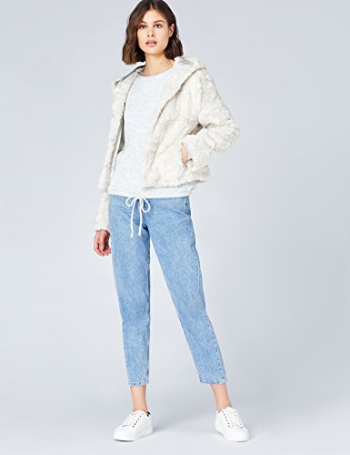 Marca Amazon - find. Chaqueta de Pelo Sintético para Mujer, Blanco (White), 36, Label: XS