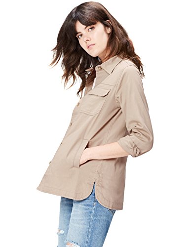 Marca Amazon - find. Chaqueta Estilo Guerrera para Mujer, Verde (Khaki), 40, Label: M