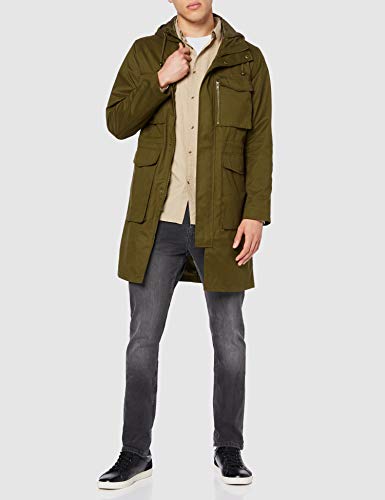 Marca Amazon - find. Cotton Utility - Abrigos Hombre, Verde (Khaki), L, Label: L