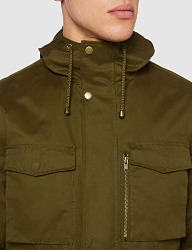 Marca Amazon - find. Cotton Utility - Abrigos Hombre, Verde (Khaki), L, Label: L