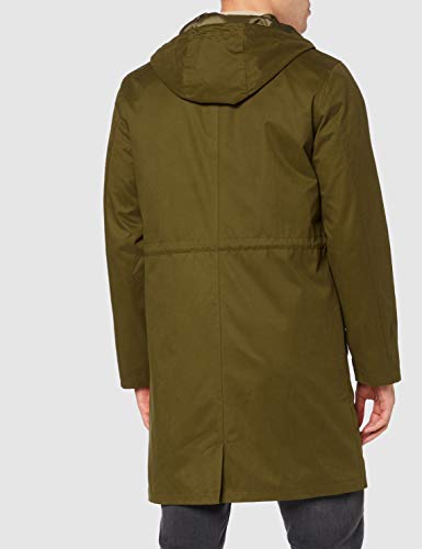Marca Amazon - find. Cotton Utility - Abrigos Hombre, Verde (Khaki), L, Label: L