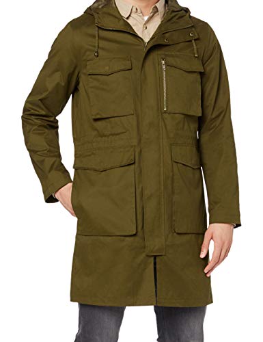 Marca Amazon - find. Cotton Utility - Abrigos Hombre, Verde (Khaki), L, Label: L