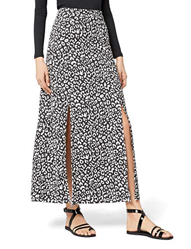 Marca Amazon - find. Falda Larga para Verano Mujer, Gris (Printed), 46, Label: XXL