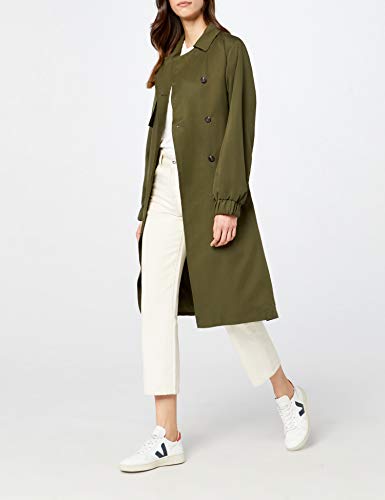 Marca Amazon - find. Gabardina Trench con Cinturón Mujer, Verde (Khaki), 46, Label: XXL