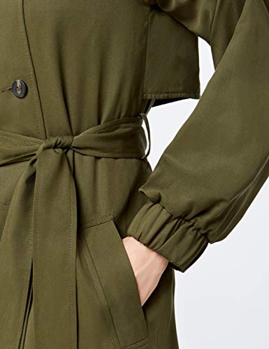 Marca Amazon - find. Gabardina Trench con Cinturón Mujer, Verde (Khaki), 46, Label: XXL