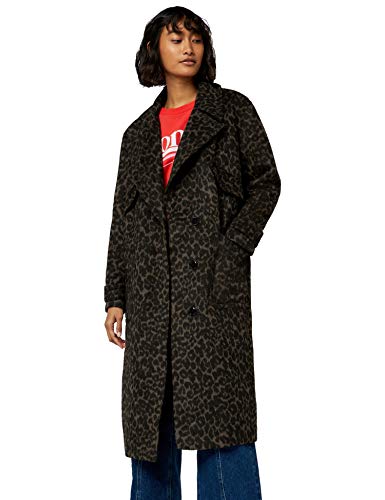 Marca Amazon - find. Luxury Trench - Abrigo Mujer, Marrón (Brown Leopard), 38, Label: S