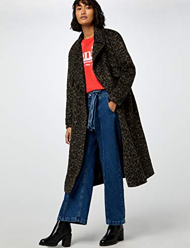 Marca Amazon - find. Luxury Trench - Abrigo Mujer, Marrón (Brown Leopard), 48, Label: 3XL