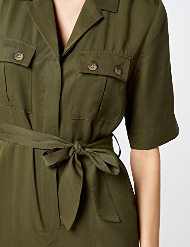 Marca Amazon - find. Mono de Manga Corta Mujer, Verde (Khaki), 40, Label: M