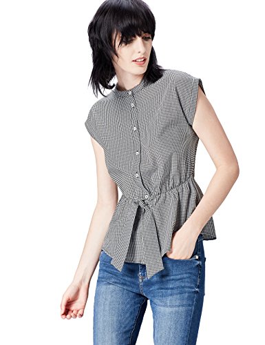 Marca Amazon - find. Pantalón Estampado con Lazada en la Cintura para Mujer, Negro (Black Mix), 38, Label: S