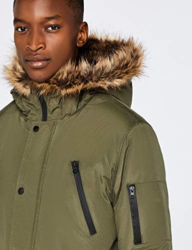 Marca Amazon - find. Parka - Chaqueta Hombre, Verde (Khaki), XS, Label: XS