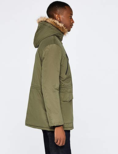 Marca Amazon - find. Parka - Chaqueta Hombre, Verde (Khaki), XS, Label: XS