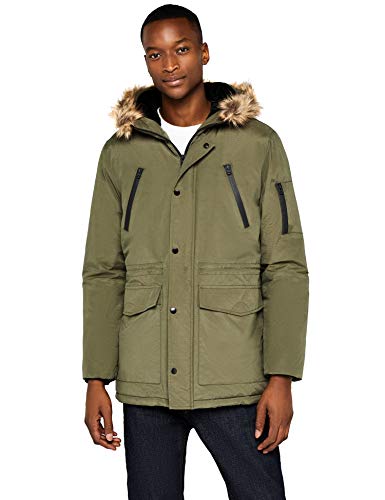 Marca Amazon - find. Parka - Chaqueta Hombre, Verde (Khaki), XS, Label: XS