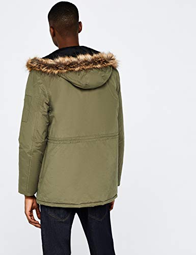 Marca Amazon - find. Parka - Chaqueta Hombre, Verde (Khaki), XS, Label: XS