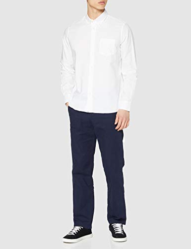 Marca Amazon - find. Regular Oxford - Camisa Hombre, Blanco (White), S, Label: S
