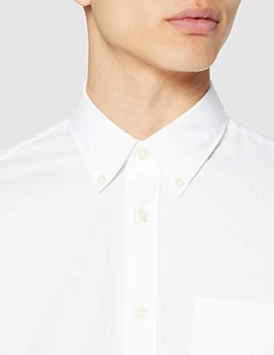Marca Amazon - find. Regular Oxford - Camisa Hombre, Blanco (White), S, Label: S